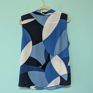 0X Worthington Blue Geometric Sleeveless Top