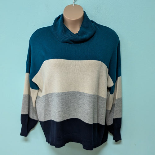 3X Skies are Blue Color Block Sweater