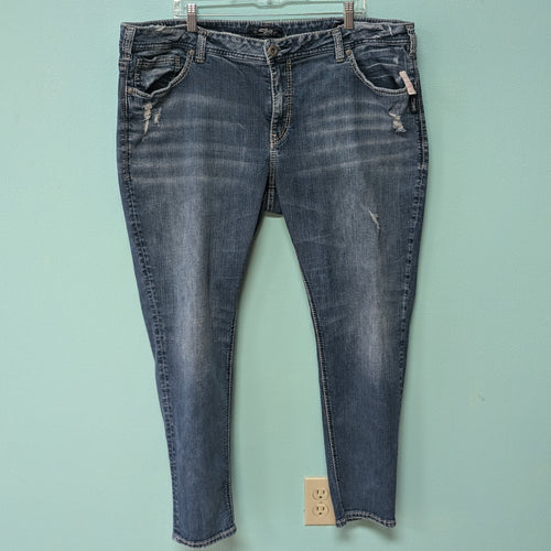 Sz24 Silver Distressed Skinny Denim