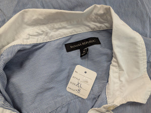 SzXL Blue/White Stripe Tuxedo Shirt Banana Republic