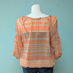 SzXL Maurices Tan/Peach Stripe Banded Bottom