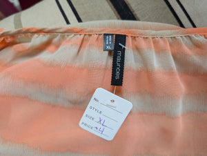 SzXL Maurices Tan/Peach Stripe Banded Bottom