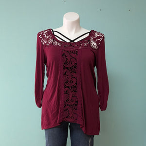 SzXL Red Crochet Tunic Maurices