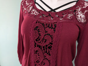 SzXL Red Crochet Tunic Maurices