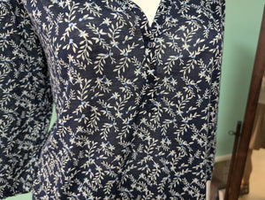 SzXL Navy Floral Print Top H&M