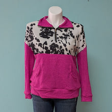 Load image into Gallery viewer, SzXL Pink Cow Print Thermal Pull Over