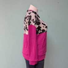 Load image into Gallery viewer, SzXL Pink Cow Print Thermal Pull Over