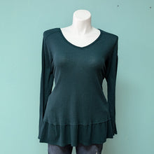 Load image into Gallery viewer, sz1X B.L.E.U. teal colored thermal Ruffle top size 1x