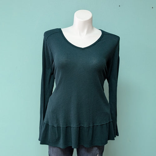 sz1X B.L.E.U. teal colored thermal Ruffle top size 1x