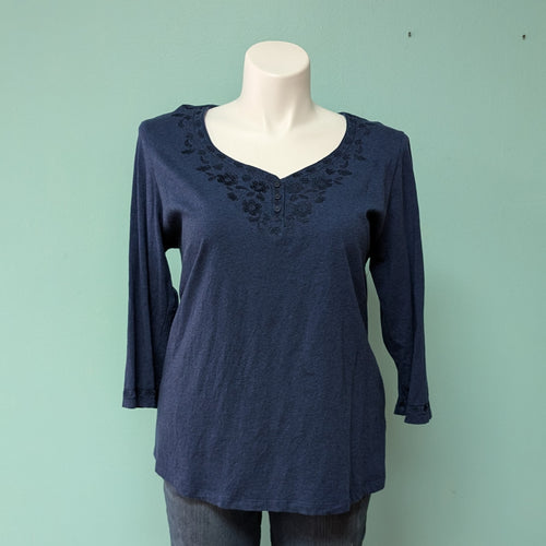 Sz1X Laura Scott Navy 3/4 Sleeve Tee