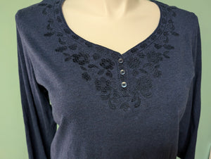 Sz1X Laura Scott Navy 3/4 Sleeve Tee