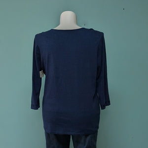 Sz1X Laura Scott Navy 3/4 Sleeve Tee