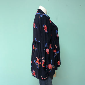 Sz1X ANA Navy Floral Button Up Tunic