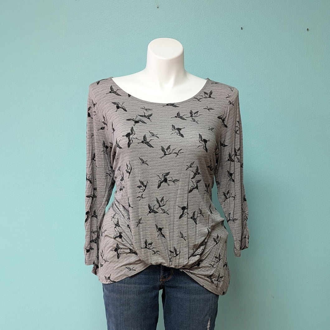 Sz1X Grey Bird Knot Top Como Blu