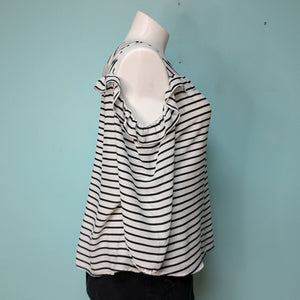 SzXXL Black/White Stripe Cold Shoulder