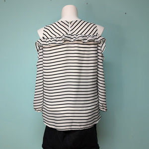 SzXXL Black/White Stripe Cold Shoulder