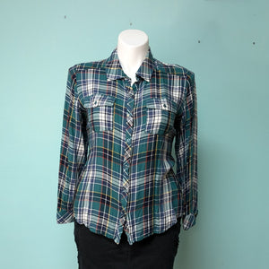 Sz2X Green Plaid Button Up