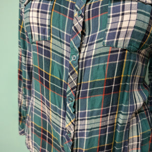 Sz2X Green Plaid Button Up