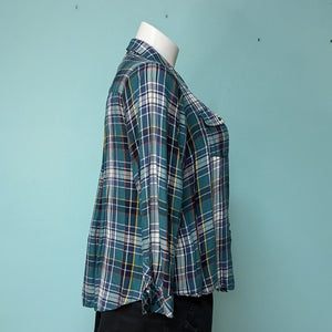 Sz2X Green Plaid Button Up