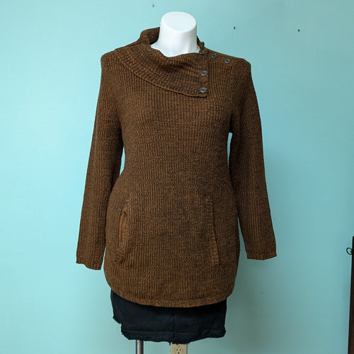 Sz2X Heather Brown Cowl Neck Sweater