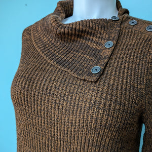 Sz2X Heather Brown Cowl Neck Sweater