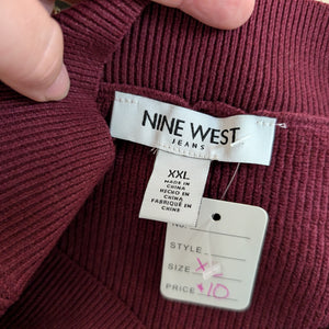 SzXXL Nine West Burgundy V-neck Sweater