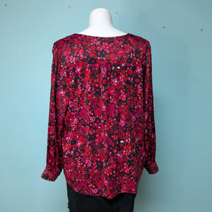 Sz2X Red Floral Lane Bryant Dress Top