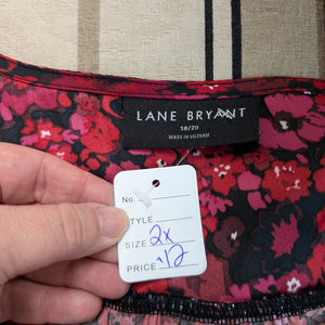 Sz2X Red Floral Lane Bryant Dress Top