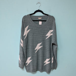 Sz 2x/3x Sage Lightning Bolt Sweater Oddi