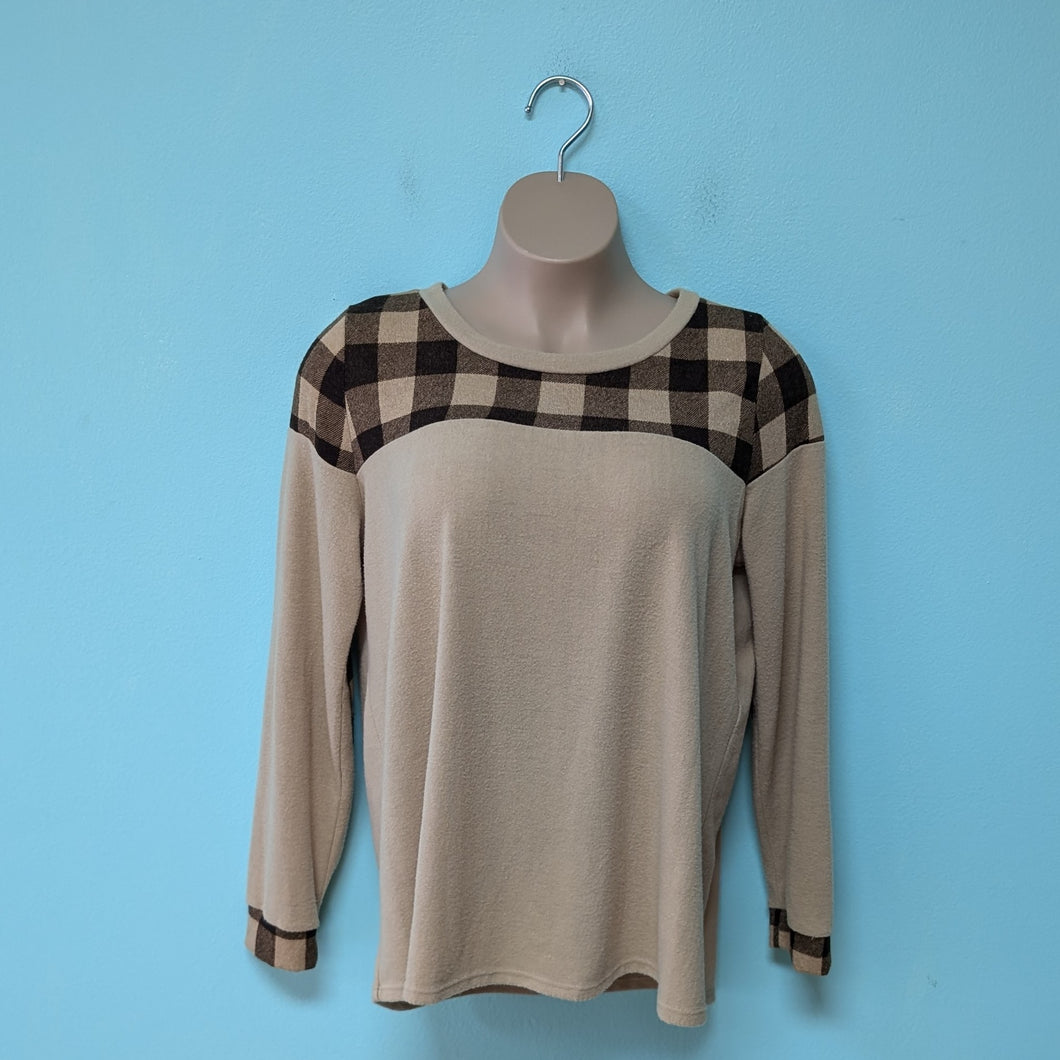 Sz2X Brown/Tan Plaid Sweater