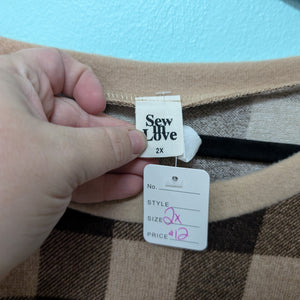 Sz2X Brown/Tan Plaid Sweater