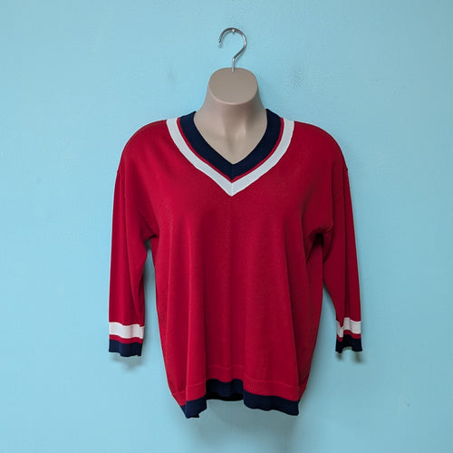 Sz2X Red V-Neck Sweater by Anne Klein