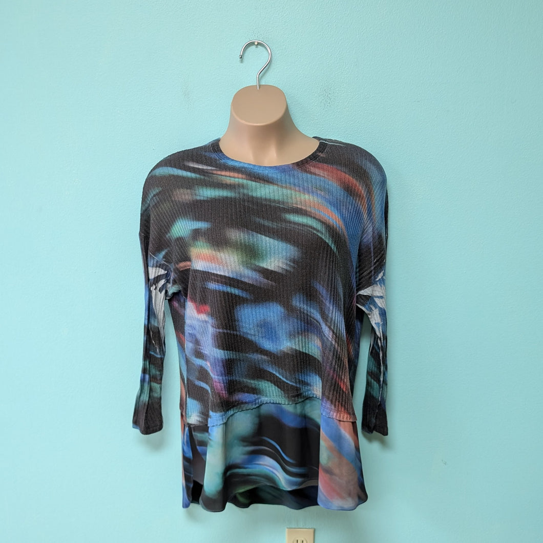 Sz2X Blue Oil Spill Tie Dye Tunic