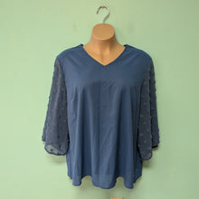 Load image into Gallery viewer, Sz2X Cornflower Blue Chiffon N-Neck Blouse