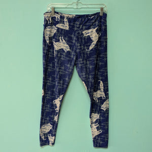 Lularoe Plus Blue Cat Print Legging