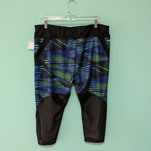 SZXXL Blue/Green Stripe Danskin Capri Leggings