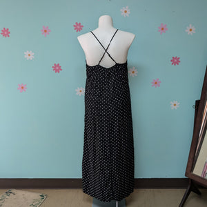 SzXL Black and White Polka Dot Maxi Dress