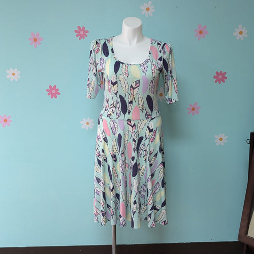 SzXL Teal Flower Print Skater Dress Lularoe