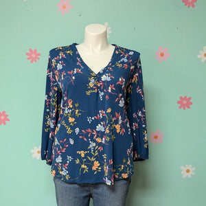 SzXXL Blue Floral Blouse Vince Camuto