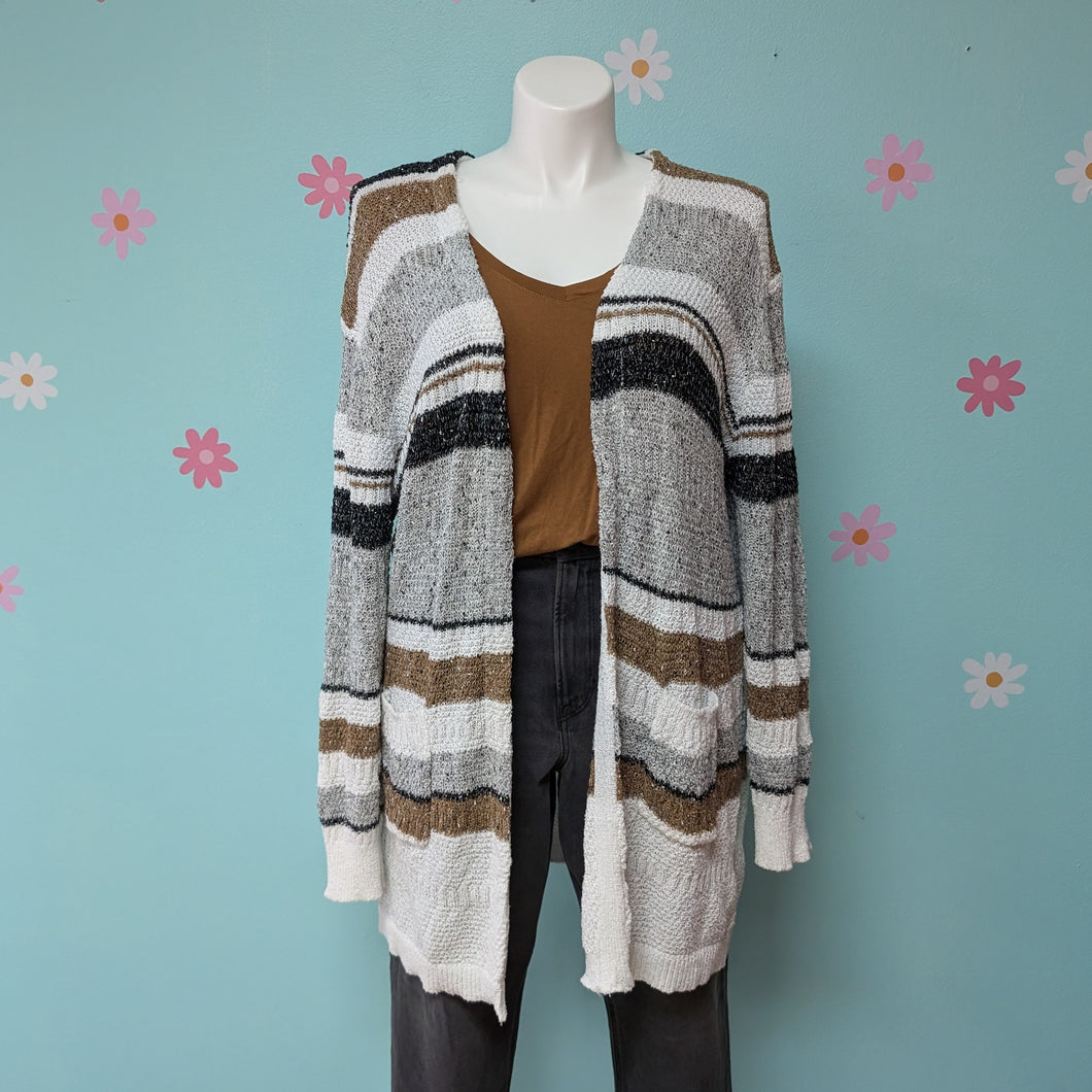 Sz2X Davi & Dani Neutral Stripe Long Cardigan