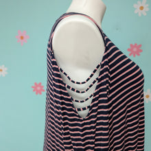 Load image into Gallery viewer, Sz3X Pink/Navy Stripe Cold Shoulder Maurice&#39;s Tee