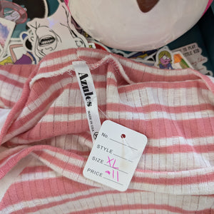 SzXL Azules Pink/White Stripes Long Sleeve Top