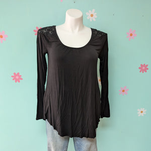 SzL Maurices Black Lace Shoulder Tee