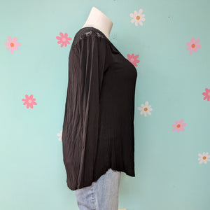 SzL Maurices Black Lace Shoulder Tee