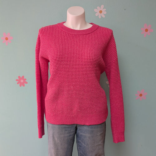 SzXL Time & Tru Bright Pink Chunky Cable Knit Sweater