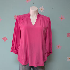 SzXL (3) Chico's Bright Pink Pheasant Blouse