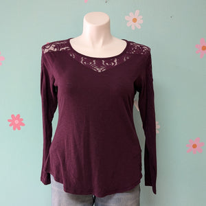 Sz0X Maurices Purple Lace Shoulder Maurice's Tee