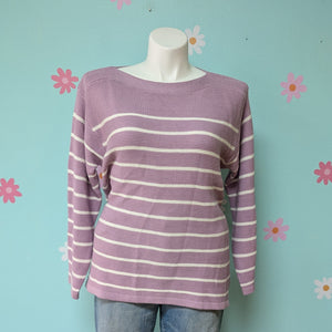 Sz0X Croft & Barrow Lilac/White Stripe Sweater