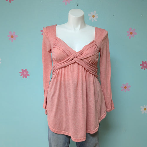 Sz1X Rose Gal Light Pink Babydoll Top