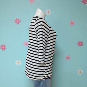 Sz1X A&I Black and White Stripe Long Sleeve Tee